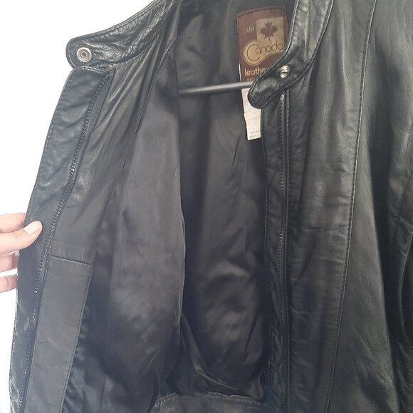 Canada Cuir Women's Vintage Genuine Leather Coat Large - Picture 9 of 11